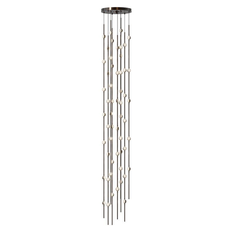 Constellation Andromeda Tall 12″ Round LED Pendant Espresso Black with Clear Faceted Acrylic 3000K 10′ Adjustable Cord