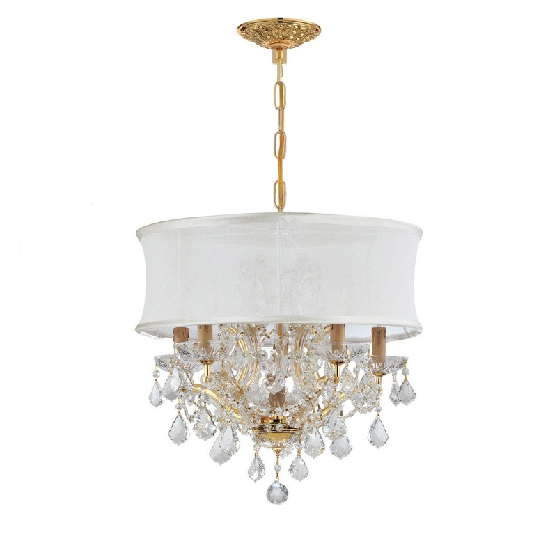 Crystorama 4415-GD-SMW-CLM Brentwood Six Light Chandelier Gold