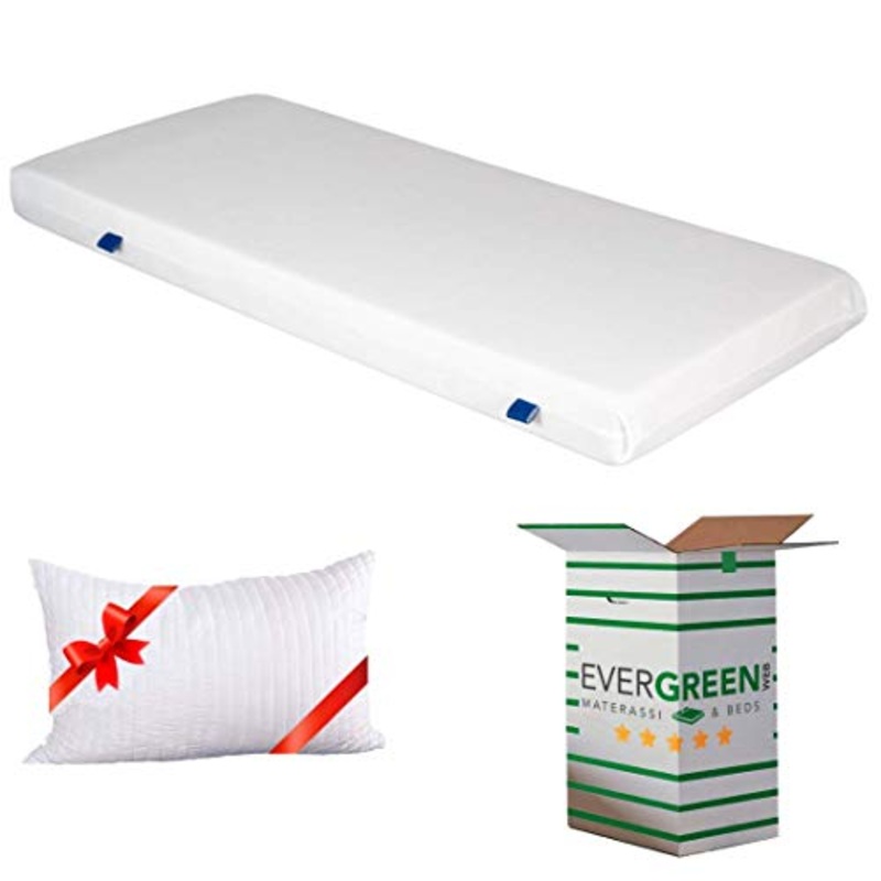 EVERGREENWEB – Materasso Singolo 90×190 EVER in Waterfoam ORTOPEDICO alto 15 cm con Cuscino in Memory Foam GRATIS Rivestimento in AIR SPACE tessuto Traspirante Antiacaro per tutti Letti o Reti OFFERTA