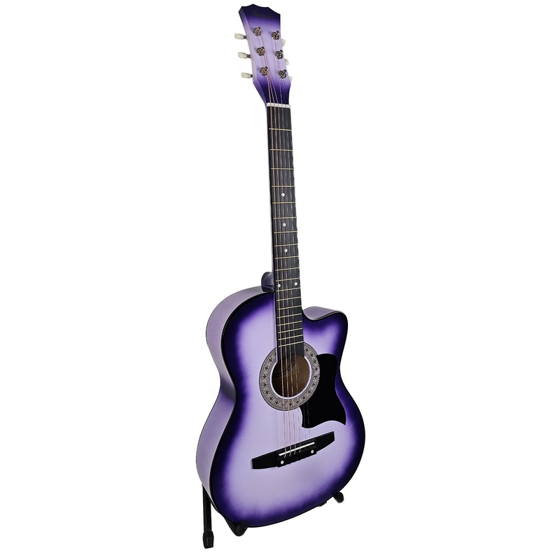 Karrera 38in Pro Cutaway Acoustic Guitar with guitar bag – Purple Burst