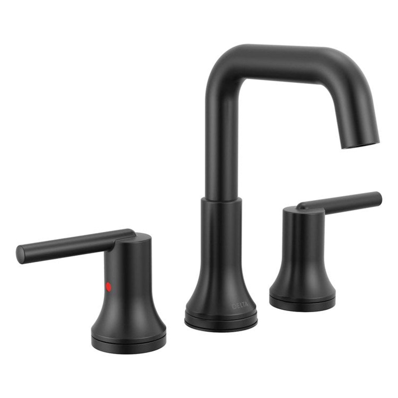 Lavatory Faucet Trinsic Widespread 2 Lever Matte Black 1.2 Gallons per Minute Deck Mount Pop-Up 3 Hole