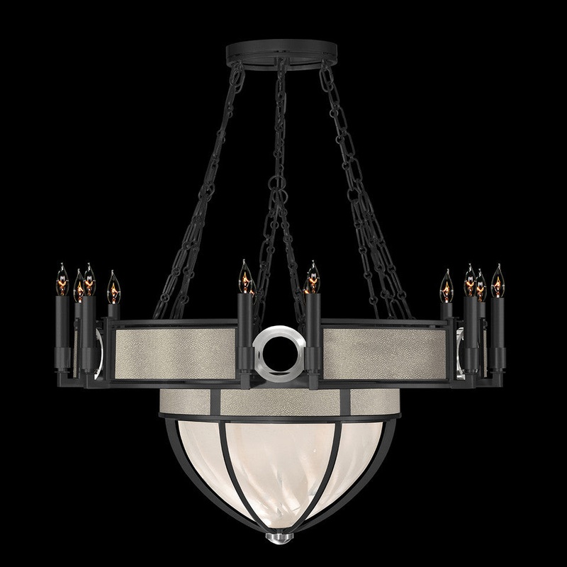 Mirage 35.75″W Round Chandelier Black Iron/Nickel/Coco