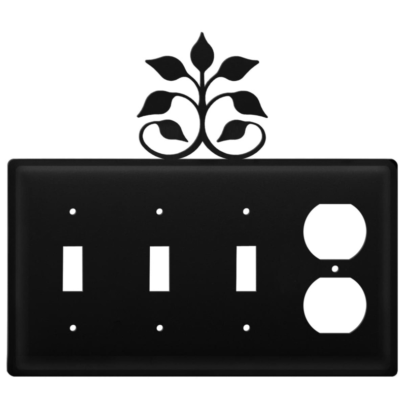 Village Wrought Iron ESSSO-109 Quad Leaf Fan Triple Switch & Single Outlet CUSTOM Product