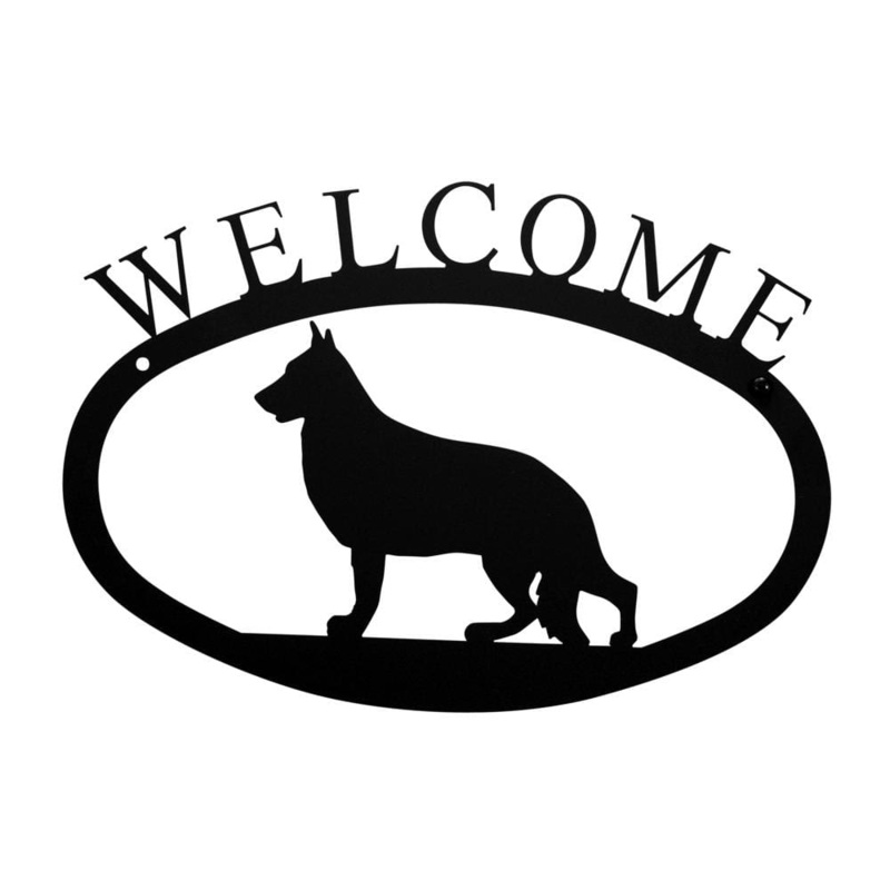 Village Wrought Iron WEL-245-S German Shepherd Welcome Sign Small