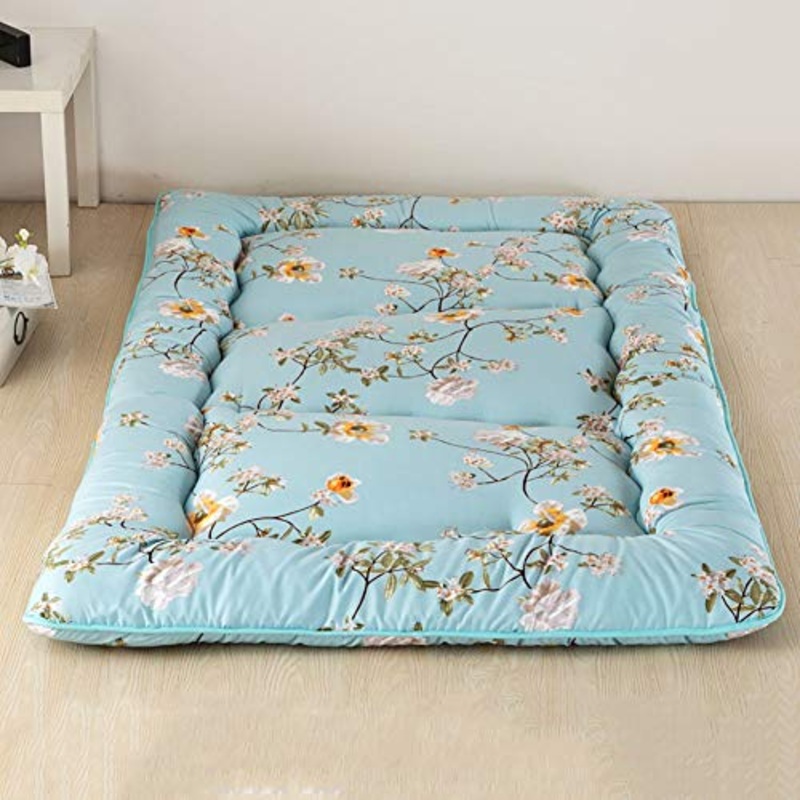 WSZGR Non-Scivolare Pieghevole Tatami Tappetino,Floreale Stampa Giapponese Pavimento Sleeping Pad,Roll Up Portatile Materasso da Campeggio Fiore 90x200cm/35x79inch
