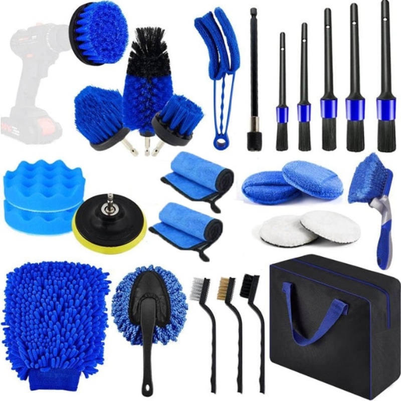 27-Piece set Ultimate Car Detailing Kit – Drill Brush & Polishing Pad Set for Car Interior, Wheels, and Exterior Cleaning