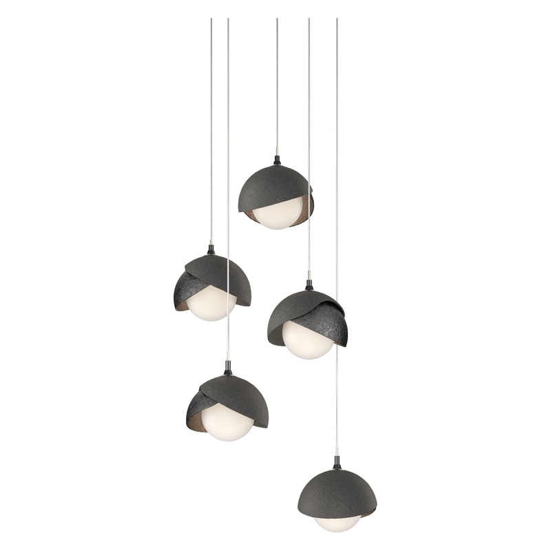 Brooklyn 5-Light Double Shade Pendant Ink Natural Iron