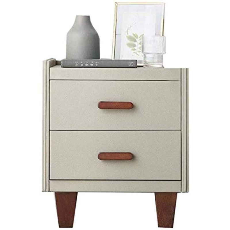 Classificatori Comodini Comodini Piedi in Legno massello Pelle Artificiale 2 cassetti Tavolino da Camera da Letto di Grande capacit (Colore: A, Dimensioni: 40X40X47)