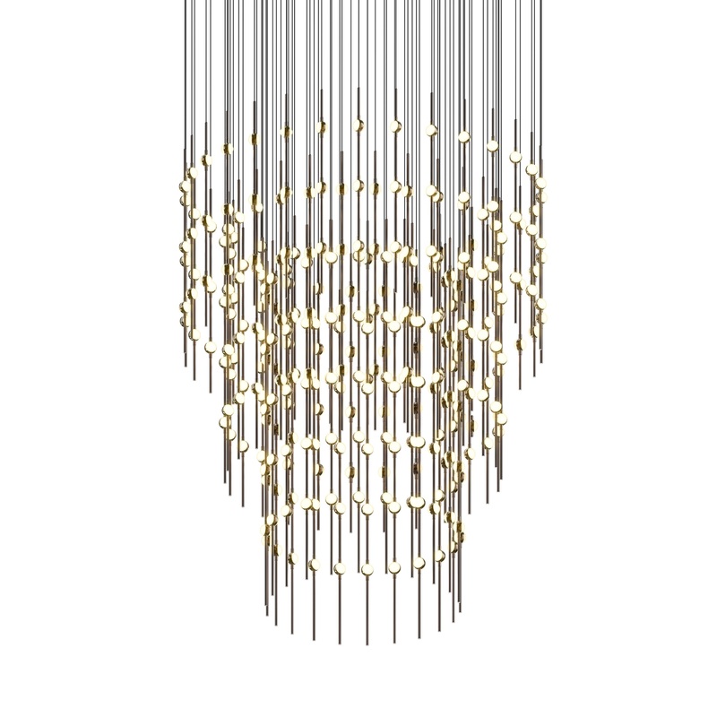 Constellation 48″ Centaurus Pyramid LED Pendant Espresso Black with White Optical Acrylic 2700K