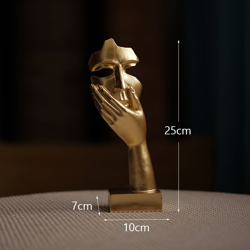 Gold Style 2 Elegant Abstract Face Sculpture – Modern Resin Art Figurine, Hand & Mask Home Decor Accent