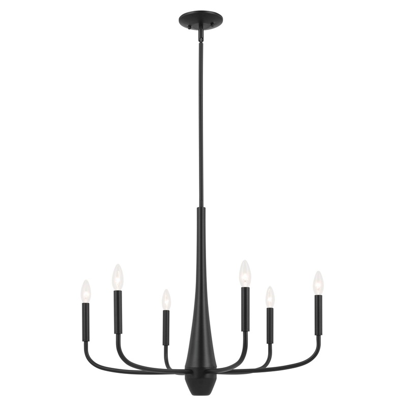 Kichler 52525BK Six Light Chandelier, Black