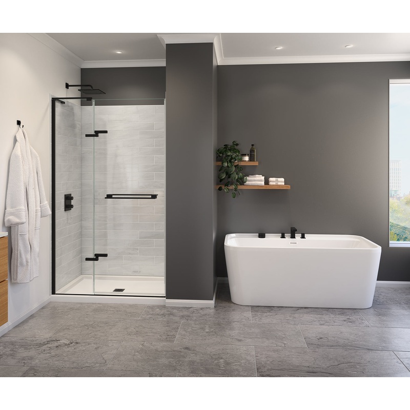 MAAX 139586-810-340-000 Capella 78 44-47 x 78 in. 8 mm Pivot Shower Door for Alcove Installation with GlassShield glass in Matte Black