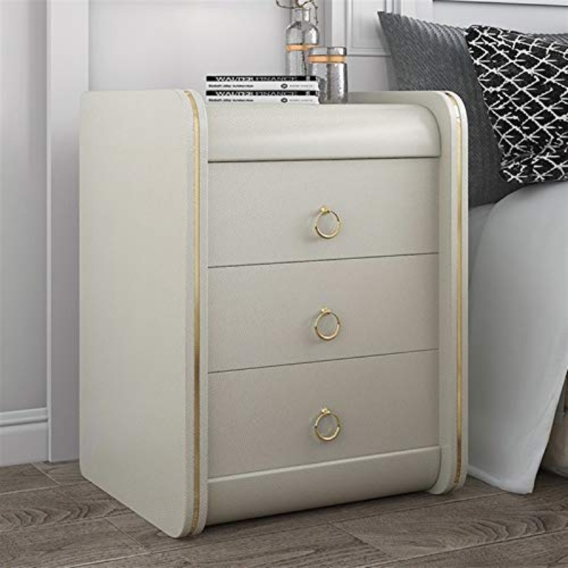 Rowe Laterali comodini in Pelle Comodino di Alta qualit Bed Moderna Stile Country Bed Comodini Armadietti Mini dormitorio Armadi (Color : White, Size : Two Drawers)