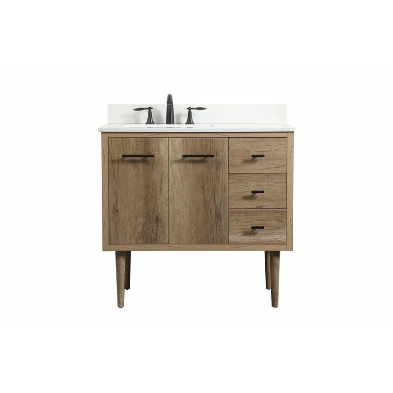 Single Bathroom Vanity from the Cyrus Collection in Natural Oak Finish by Elegant Lighting