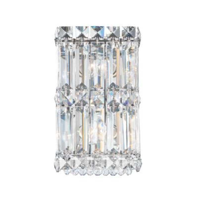 Two Light Wall Sconce from the Quantum Collection by Schonbek Stainless Steel Clear Heritage Crystal