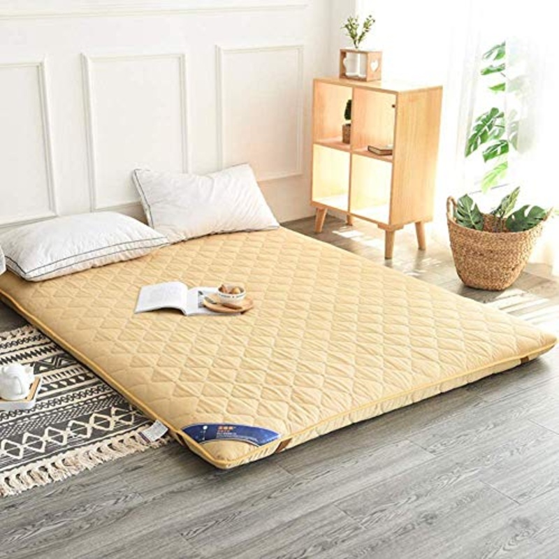 Z&HA Giapponese Piano Materasso, Pieghevole Roll Up Materasso Morbido e Traspirante Tatami Fold Futon Anti-Slip High Durability,Giallo,150x200cm