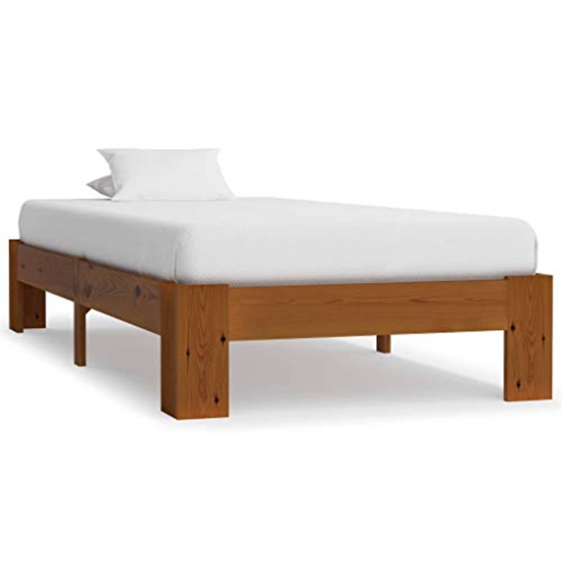 BIGTO – Struttura letto in legno di pino massello, per camera da letto, colore: marrone, 90 x 200 cm