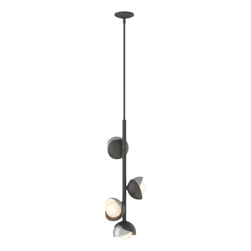 Brooklyn 4-Light Double Shade Vertical Pendant Natural Iron Vintage Platinum
