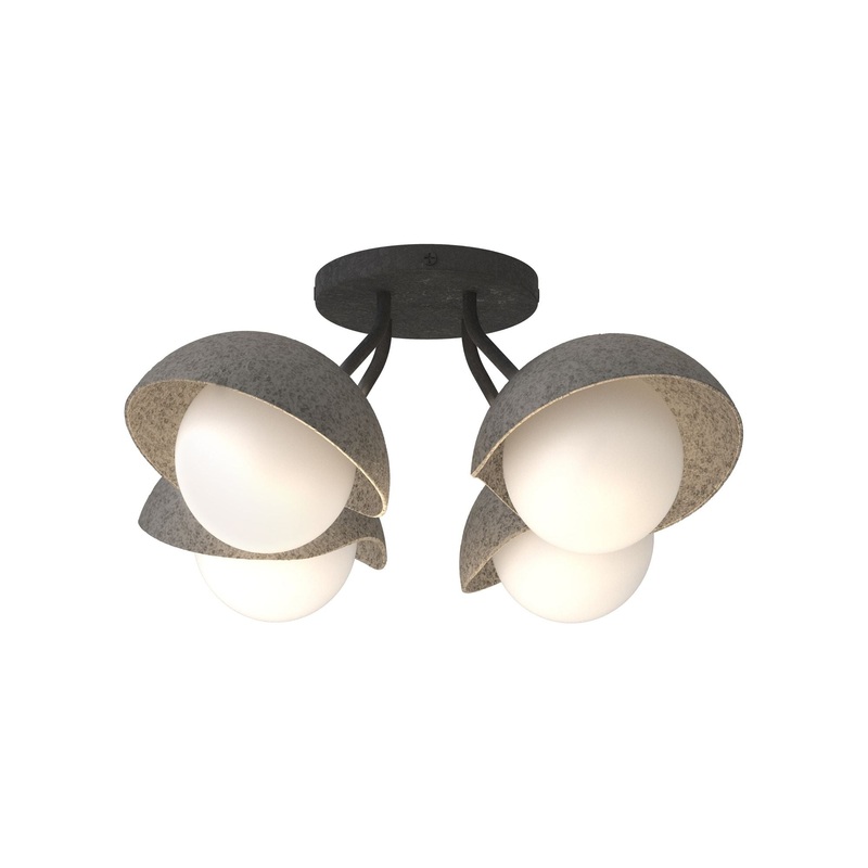 Brooklyn 4-Light Single Shade Semi-Flush Black Natural Iron