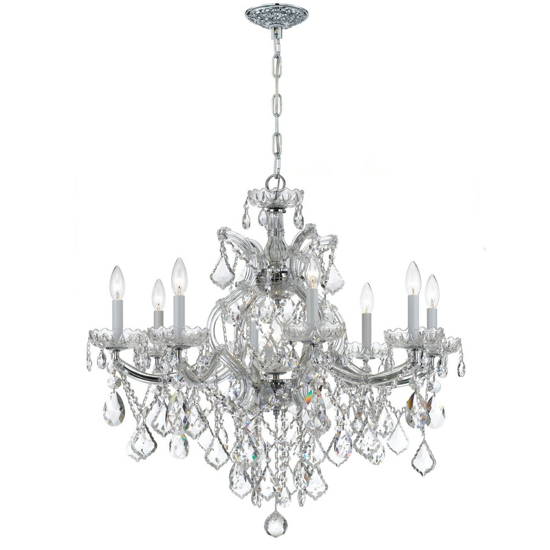 Crystorama 4409-CH-CL-MWP Maria Theresa Nine Light Chandelier Polished Chrome