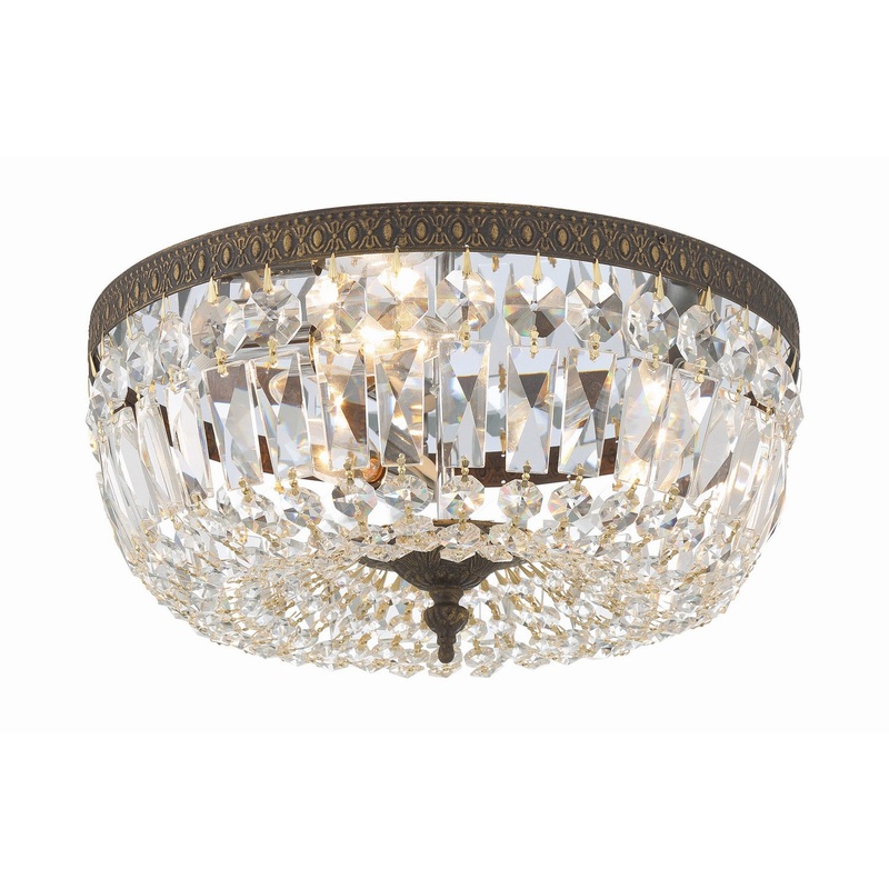 Crystorama 714-EB-CL-MWP Ceiling Mount Three Light Flush Mount English Bronze