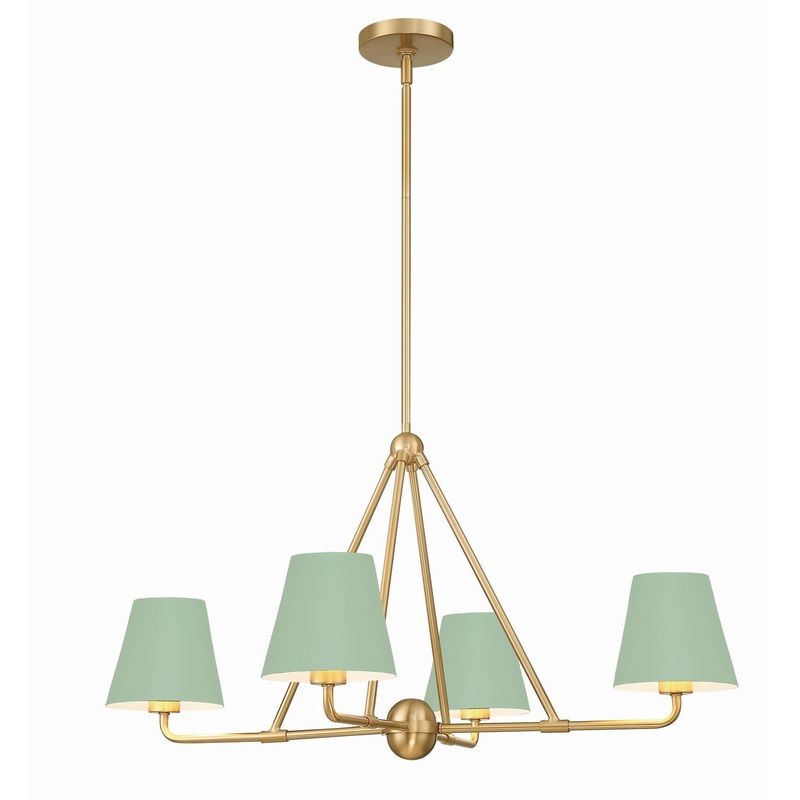 Four Light Chandelier from the Xavier Collection in Vibrant Gold / Green Finish by Crystorama