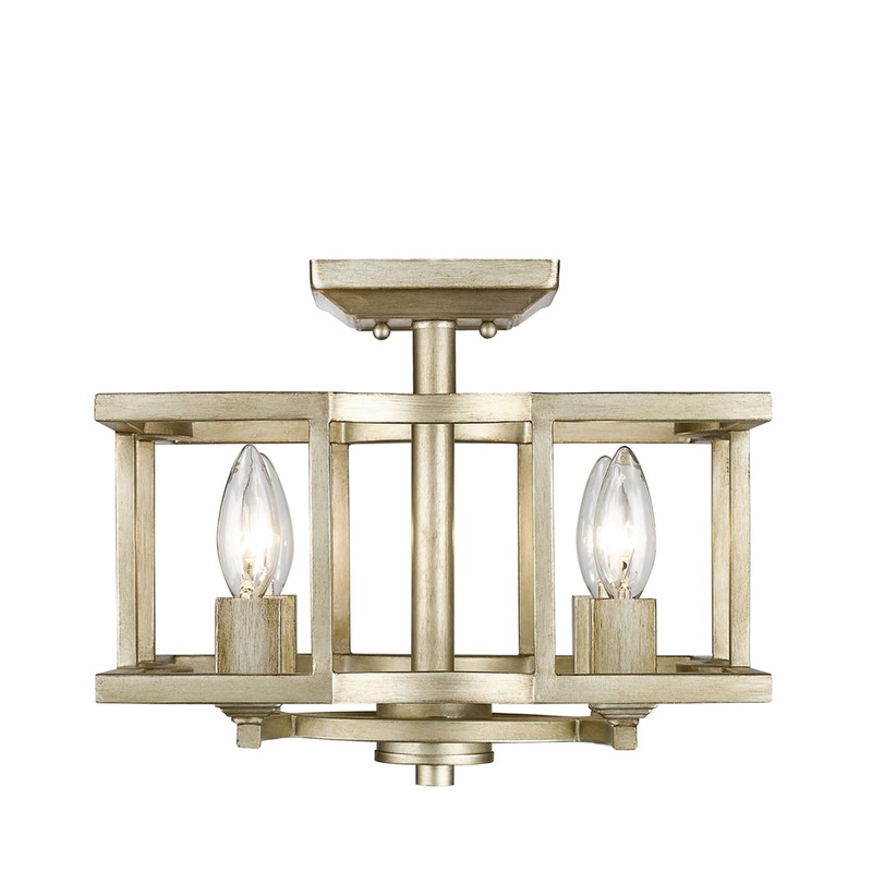 Four Light Semi-Flush Mount from the Bellare Collection in White Gold Finish by Golden
