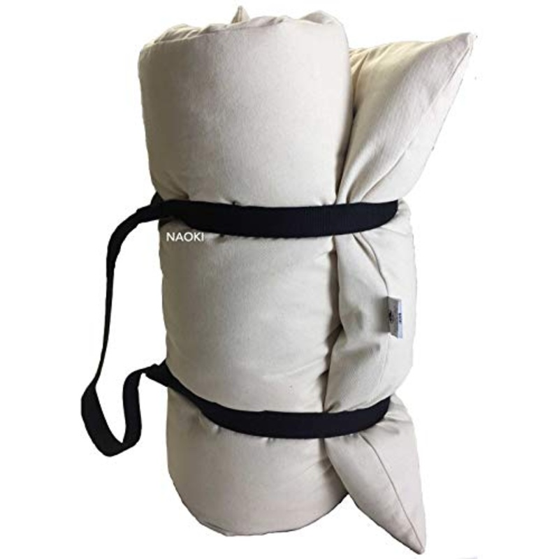 Futon Italy – Futon 80 x 200 x 8 cm, Pieghevole e trasportabile, per shiatsu, Yoga e Massaggio: Ecr in Puro Cotone + Cintura Yogi