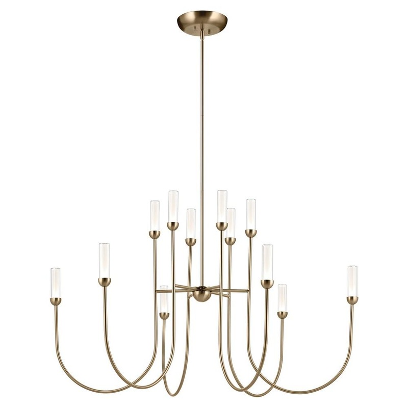 Moraine 50″ LED 12-Light 2-Tier Chandelier Champagne Bronze