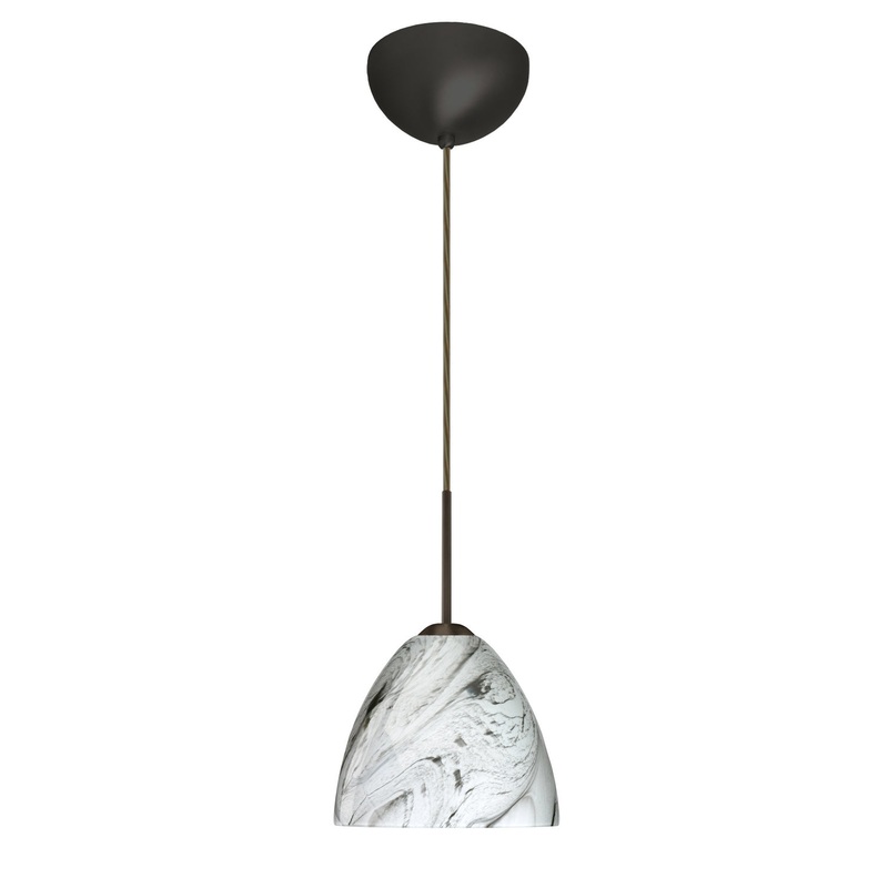 One Light Pendant from the Sasha Collection in Bronze Finish by Besa