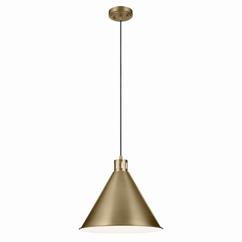 One Light Pendant from the Zailey Collection in Natural Brass Finish by Kichler