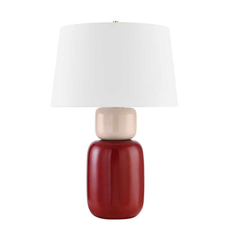 One Light Table Lamp from the Batya Collection in Aged Brass/Ceramic Bordeaux Blush Finish by Mitzi