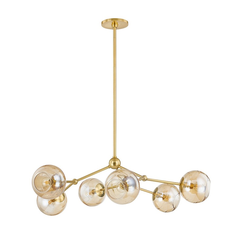 Six Light Chandelier from the Trixie Collection in Aged Brass Finish by Mitzi