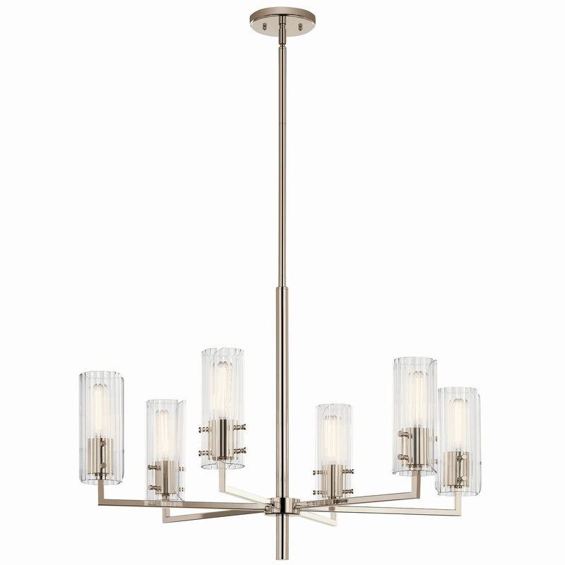 Six Light Chandelier from the Velestino Collection in Polished Nickel Finish by Kichler