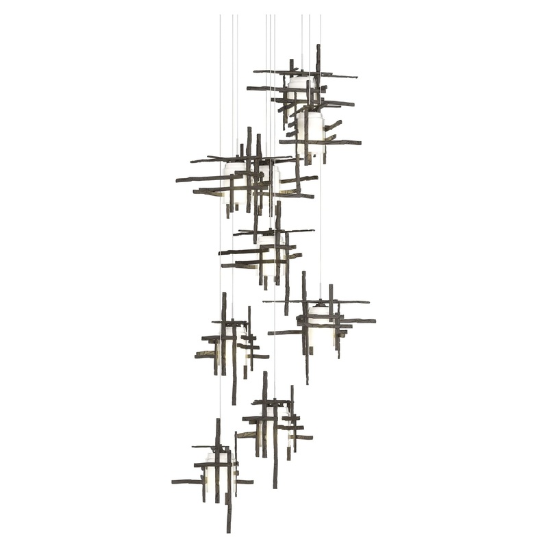 Tura 9-Light Frosted Glass Pendant Dark Smoke