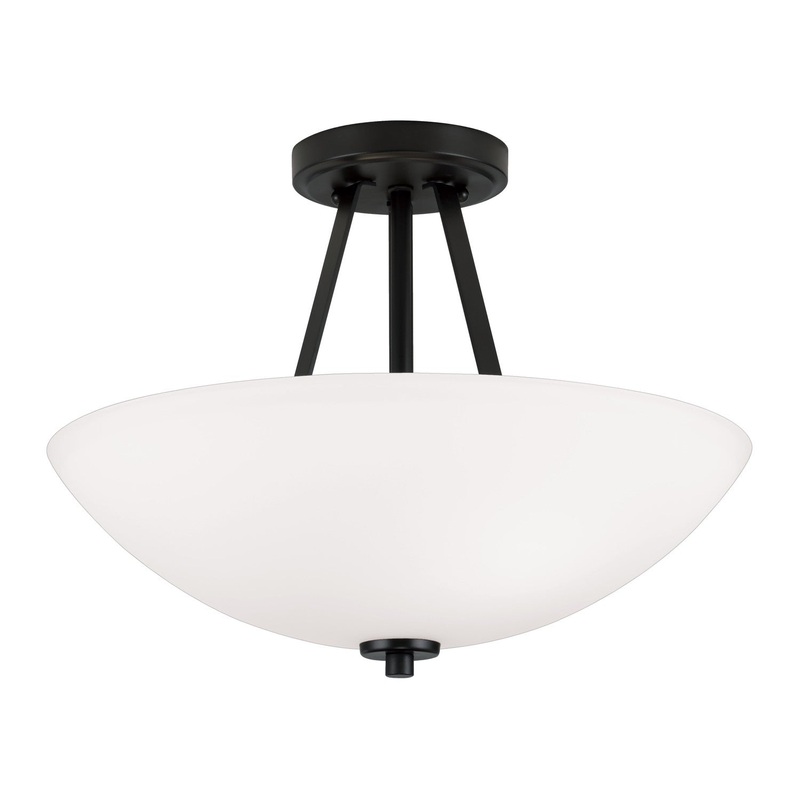Two Light Semi-Flush Mount from the Stewart Collection in Matte Black Finish by Capital Lighting