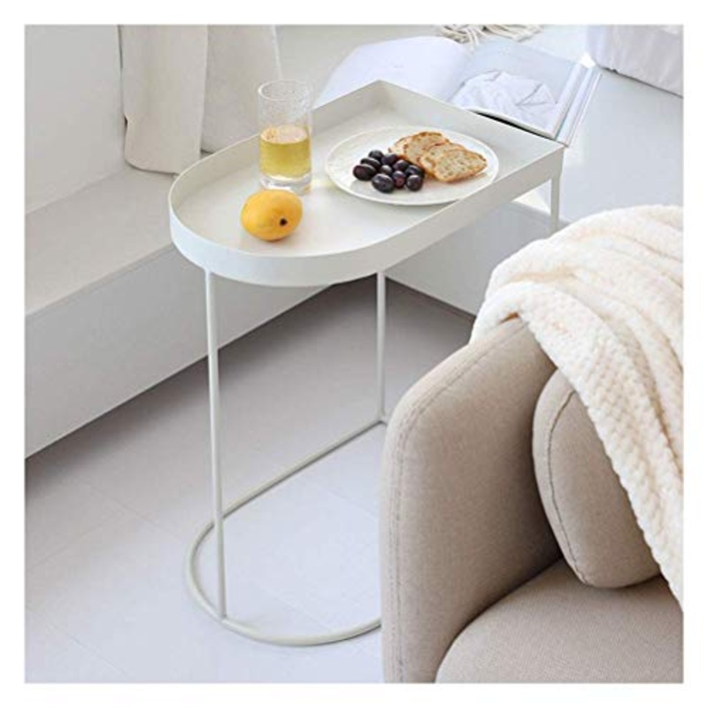 YLKCU Comodini in Metallo, Piccolo, tavolino per la casa, tavolino Laterale, per Laptop da caff, Moderno, Creativo, ripiano portaoggetti, Comodino Semplice (Colore: Bianco)