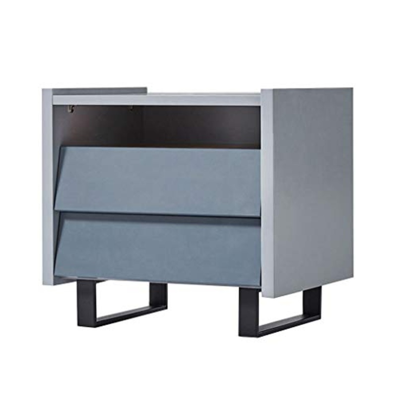 Arredamento Com e cassettiere Solido Tavolo di Legno Comodino tavolino cassetto Ferro di Alta Sgabello (Color : Blue, Size : 49 * 39 * 47cm)