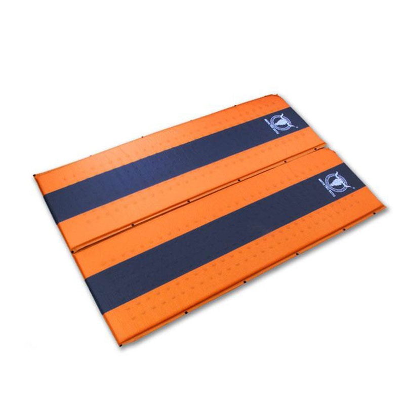 Double Self Inflating Mattress Sleeping Mat Air Bed Camping Camp Hiking Joinable – orange