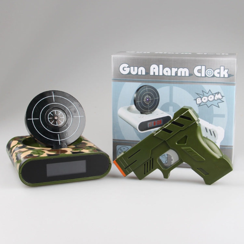 Gun Alarm Clock – Target Shooting Alarm with Infrared Gun, Recordable Alarm & Game Modes(Camouflage)