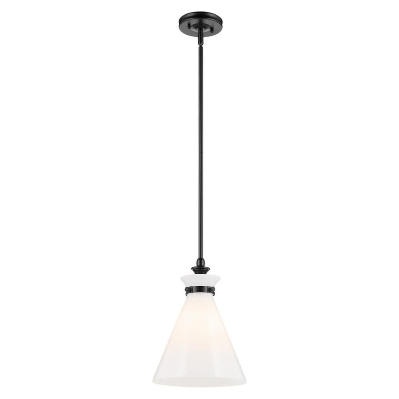 Laria 10.5″ 1-Light Pendant Black Opal Glass