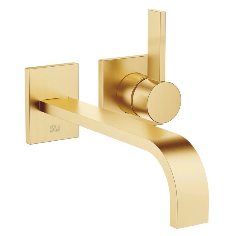 Lavatory Faucet MEM Wall Mount Mixer 1 Lever ADA WaterSense Brushed Durabrass 1.2 Gallons per Minute Less Drain 2 Hole