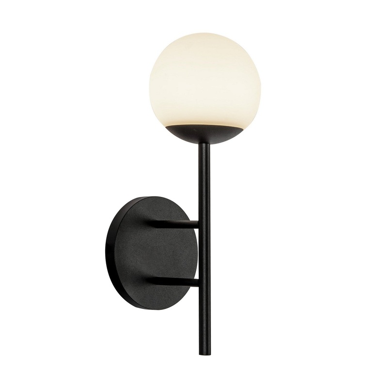 LED Exterior Wall Mount from the Claremont Collection in Black/Opal Glass Finish by Kuzco Lighting