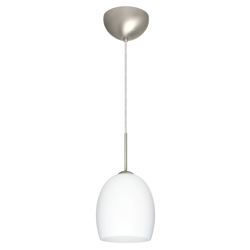 One Light Pendant from the Lucia Collection in Satin Nickel Finish by Besa
