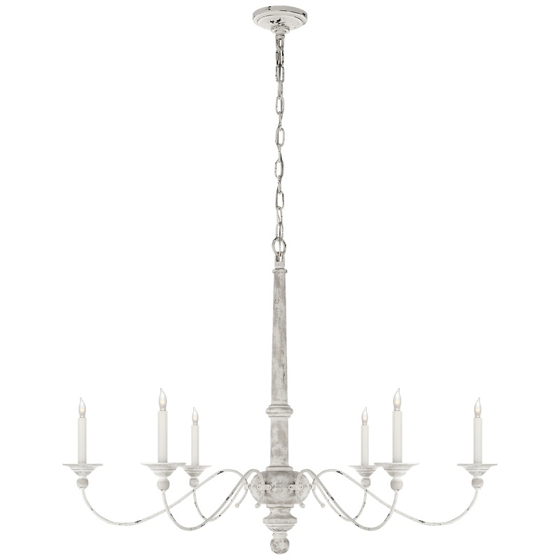 Six Light Chandelier from the Country Chandelier Collection in Belgian White Finish by Visual Comfort Signature