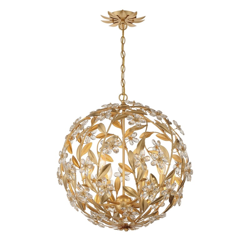 Six Light Pendant from the Marselle Collection in Antique Gold Finish by Crystorama