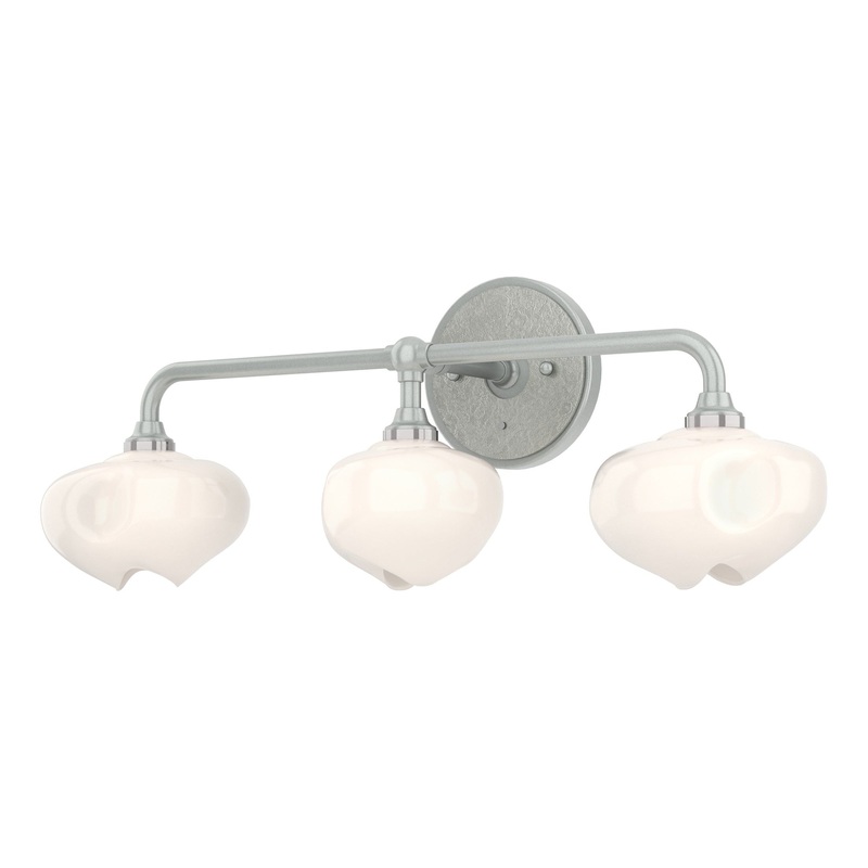 Ume 3-Light Curved Arm Bath Sconce Vintage Platinum Sterling