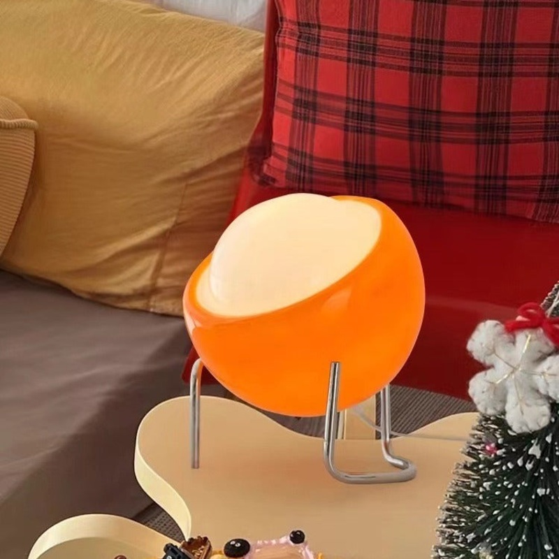 25cm Orange Creamy-Style Table Lamp with 3-Color Dimming – USB