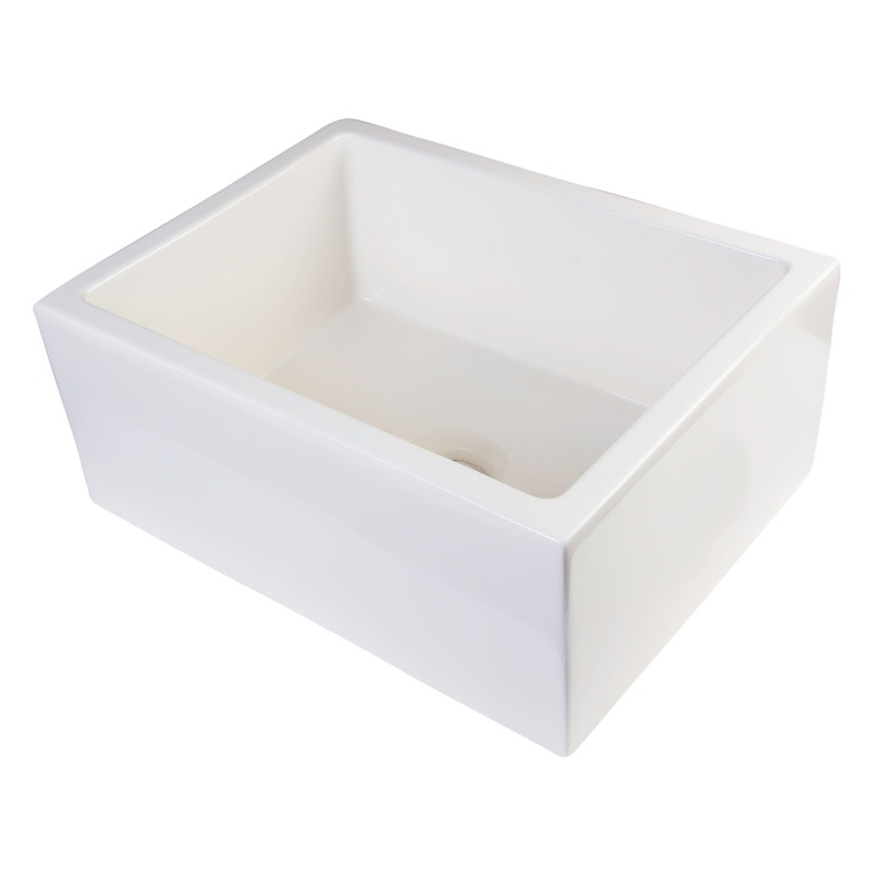 ALFI brand AB2418SB-B  24″ Biscuit Smooth Thick Wall Fireclay Single Bowl Farm Sink