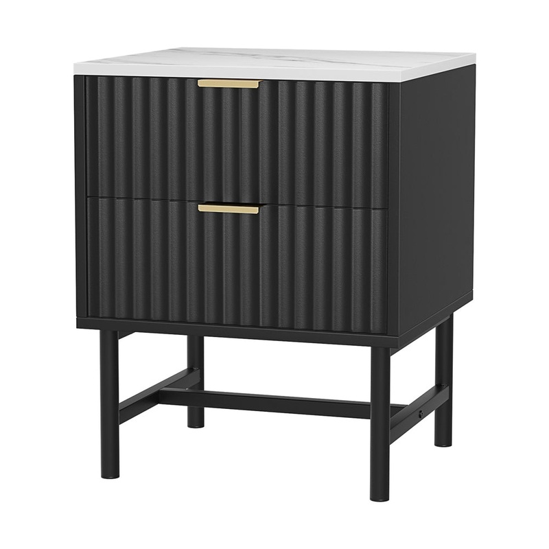 Artiss Bedside Table 2 Drawers – Black